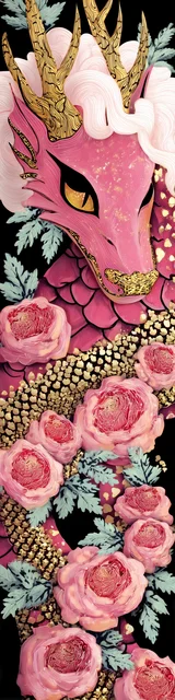 Free dragon bookmark featuring a dragon with a gold nose